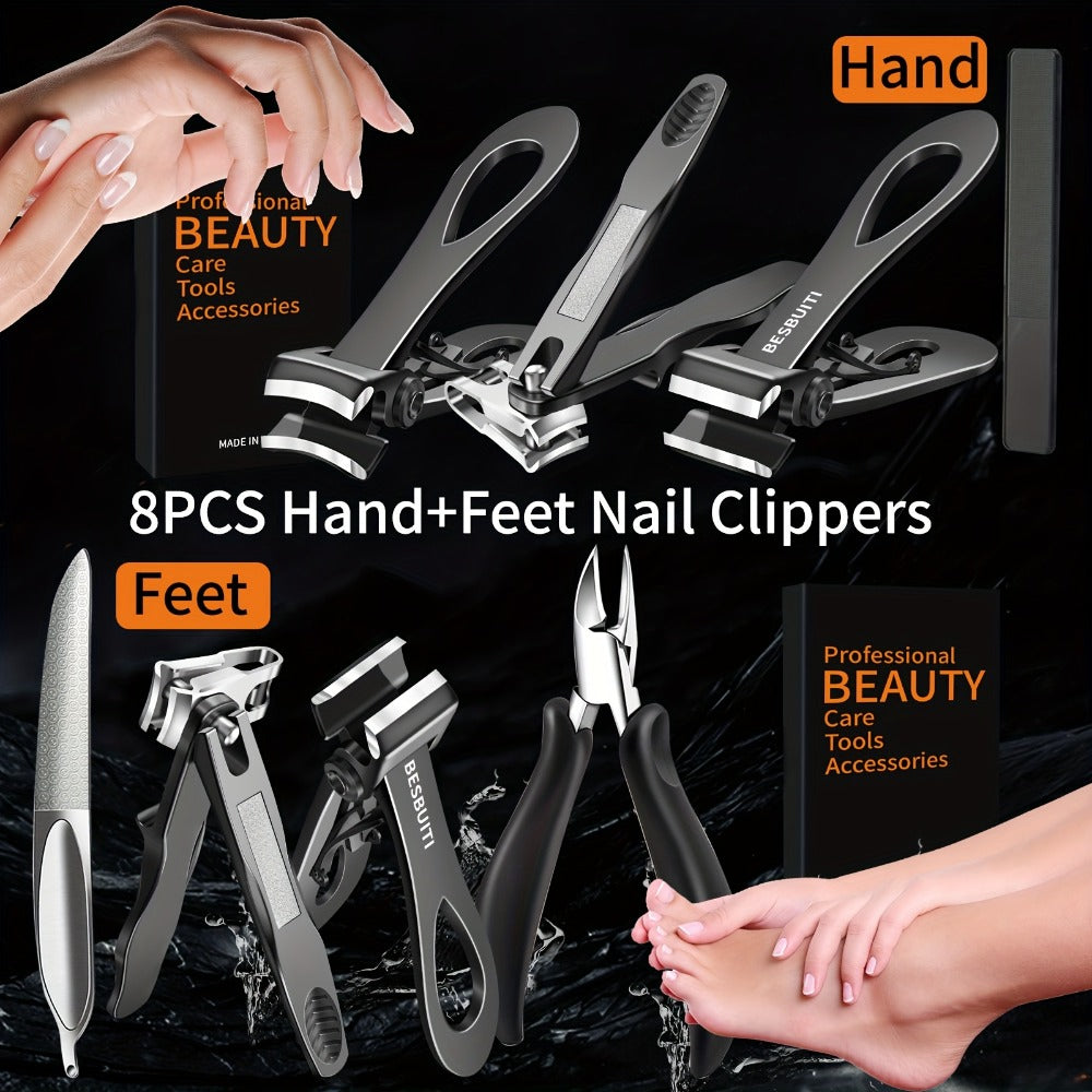 Nail Clipper Tool Set with Large Clipper Pair, Eight-Piece Kit or Hand-and-Foot Clipper Options