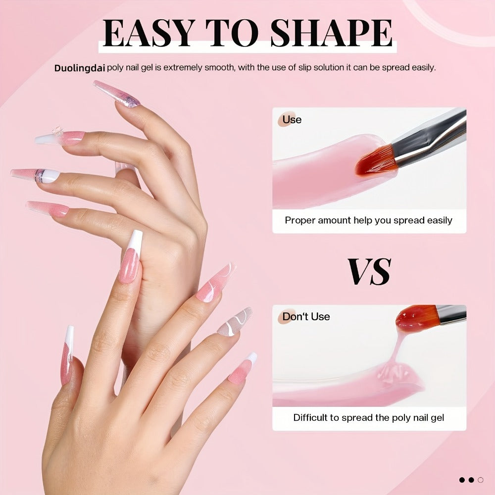 Poly Extension Gel Nail Kit 12 Colors Semi-Permanent Hard Fiber Gel – Easy DIY Nail Extension & Protection, Beginner-Friendly Starter Set for Home & Salon Nail Art