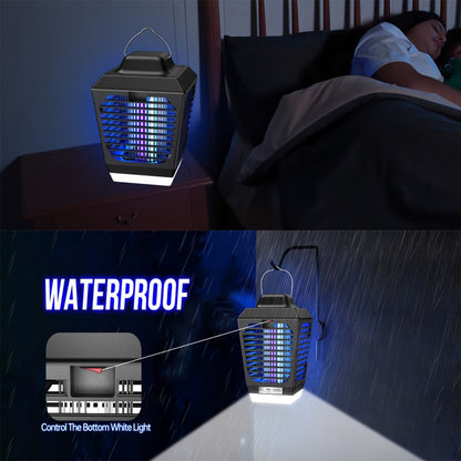 IPX4 Waterproof Bug Zapper Plug-In – Electric Flying Insect Trap with LED Light & ABS Housing, Indoor Mosquito Zapper for Home, Bedroom, Kitchen & Patio, Safe Chemical-Free Fly Trap – Black