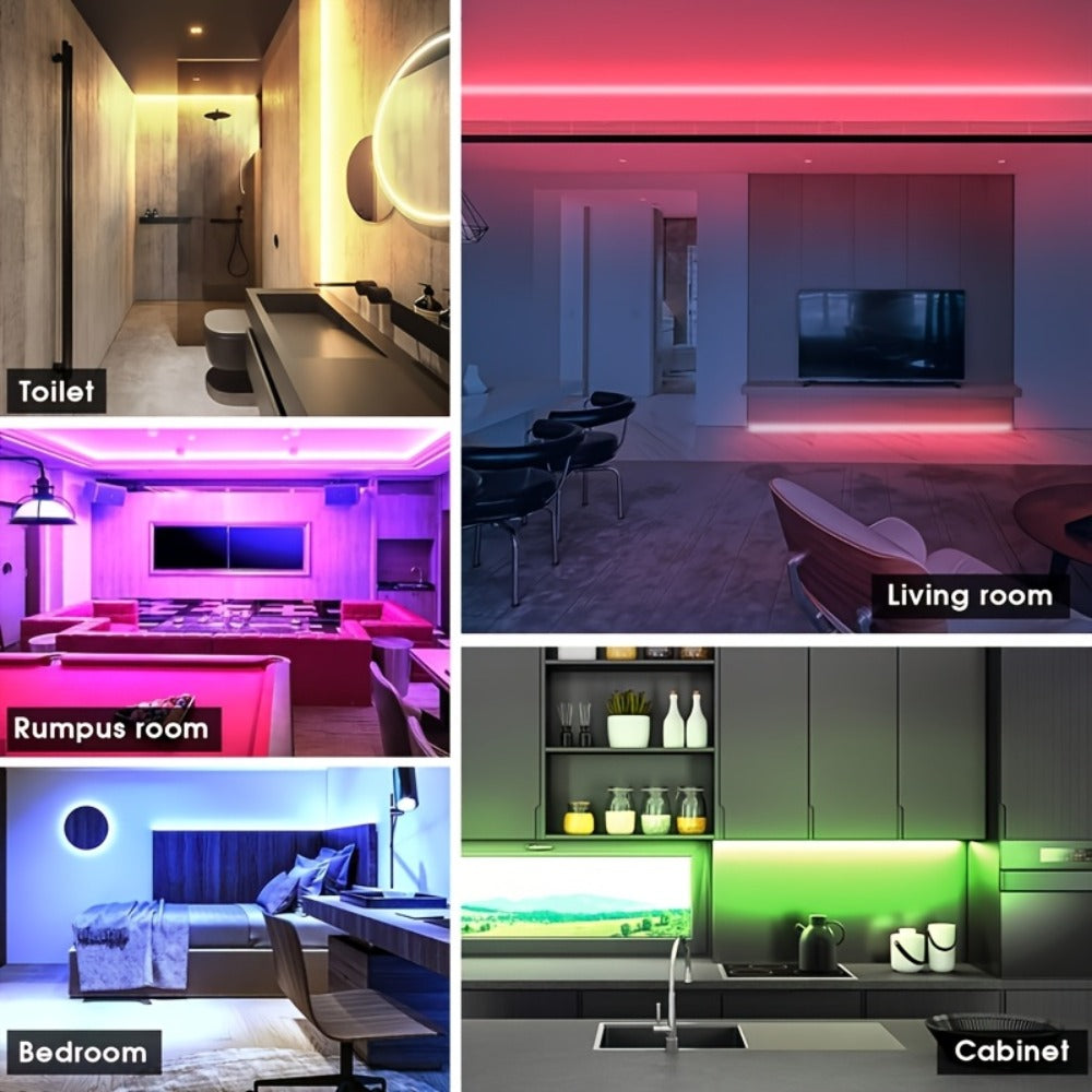 100ft RGB LED Strip Light Kit with Two 50ft Rolls, App Control, 44-Key Remote and 24V Adapter