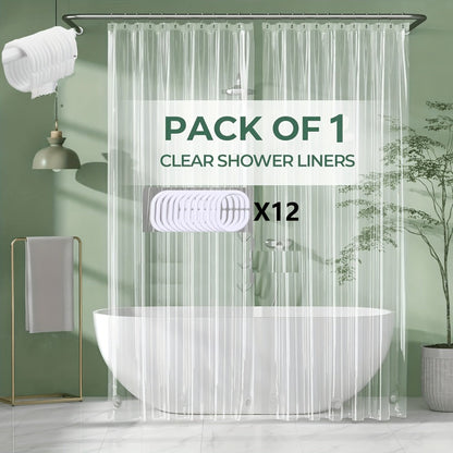 Clear Shower Curtain PEVA 8G Rust Proof Grommets 72x72 Inch - Premium Transparent Waterproof Modern Bathroom Curtain | Single or Set 2 | Easy Clean Smooth Surface | Bathroom Accessories Home Decor