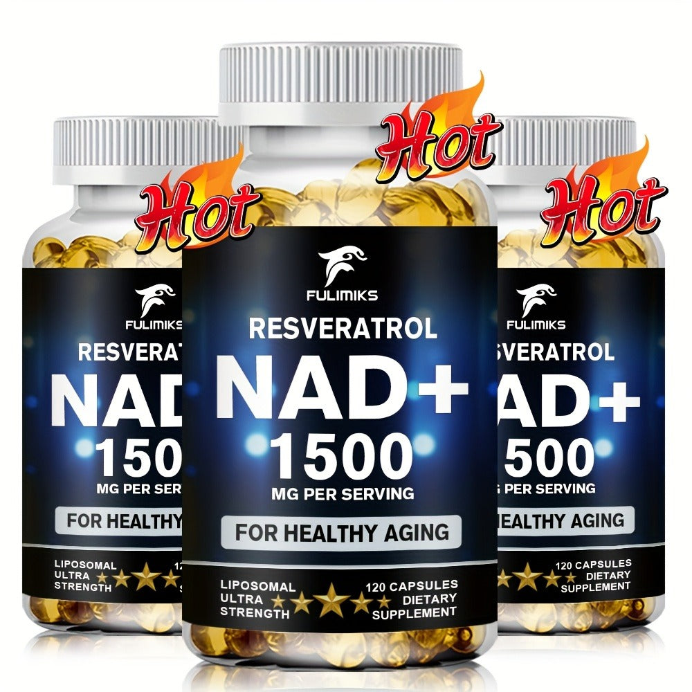 Dietary Supplement NAD+ Formula with Nicotinamide Riboside and Resveratrol Capsules, 120 Count