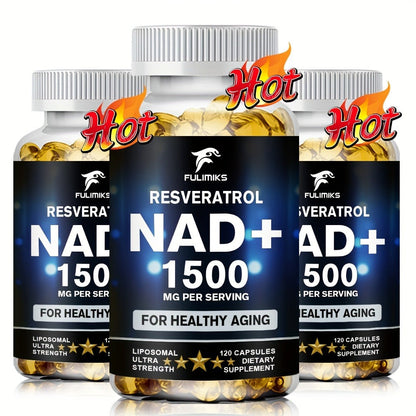 Dietary Supplement NAD+ Formula with Nicotinamide Riboside and Resveratrol Capsules, 120 Count