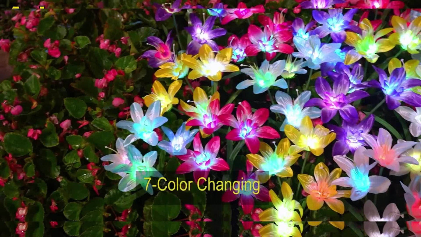 Solar Garden Light Blooming Lily Stakes with 7-Color LEDs and 2, 4 or 12-Pack Options for Outdoor Garden Decor