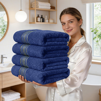 Bath Towel Set 4-Pack 620GSM Bamboo Cotton Blend Super Soft Quick-Dry Absorbent Towels for Bathroom Spa Gym Travel
