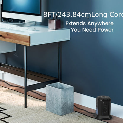 Surge-Protected Power Tower 13-in-1 with Wireless Charger, 9 AC Outlets & 4 USB Ports (2 USB-C PD18W), 1080J Surge Protector, 8ft Extension Cord – Multi-Color for Home Office Dorm