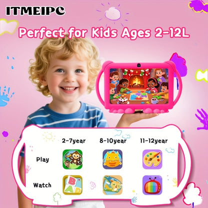 Kids Tablet 7 Inch with Android 14, 4GB RAM, 32GB Built-In Storage, WiFi 6 and Protective Case