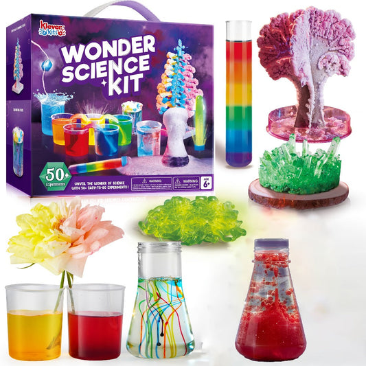 STEM Science Kit for Kids 50+ Experiments — Crystal Tree Growing Kit, Lava Lamp, Volcano Chemistry Set, Educational Science Toy Gift for Boys Girls Ages 6-12, Birthday Christmas Homeschool