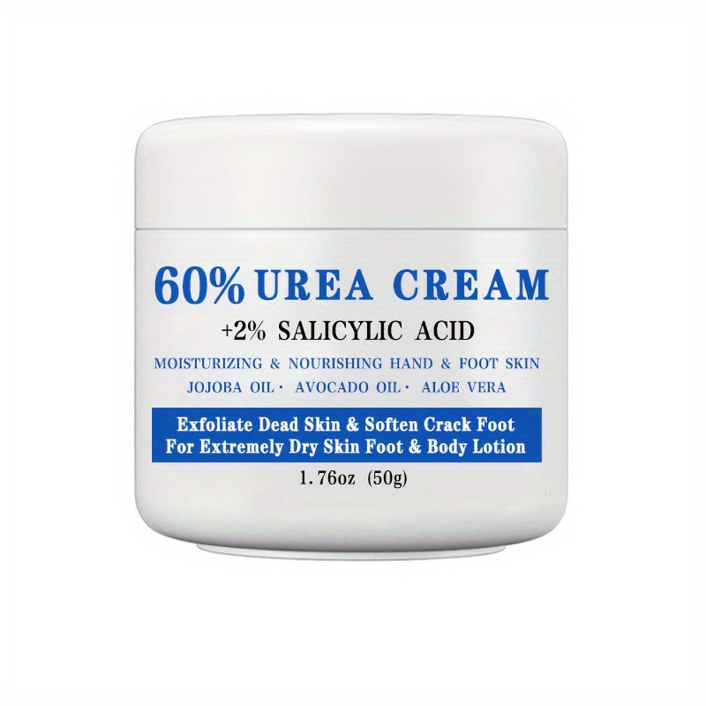 50g Jar of 60% Urea and 2% Salicylic Acid Foot Cream with Jojoba, Avocado and Aloe Labeling