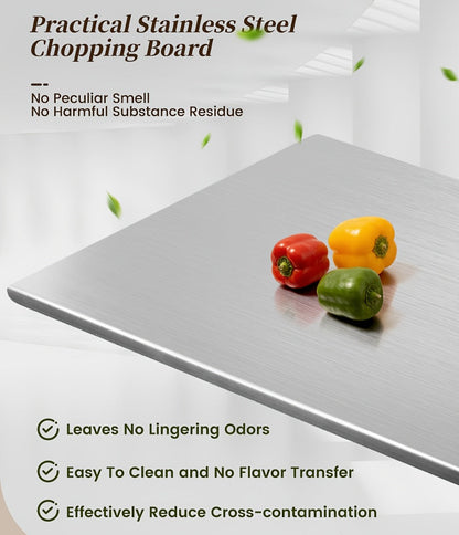 Stainless Steel Cutting Board & Rolling Pastry Board – Non-Slip Kitchen Prep Mat with Butcher Block Surface