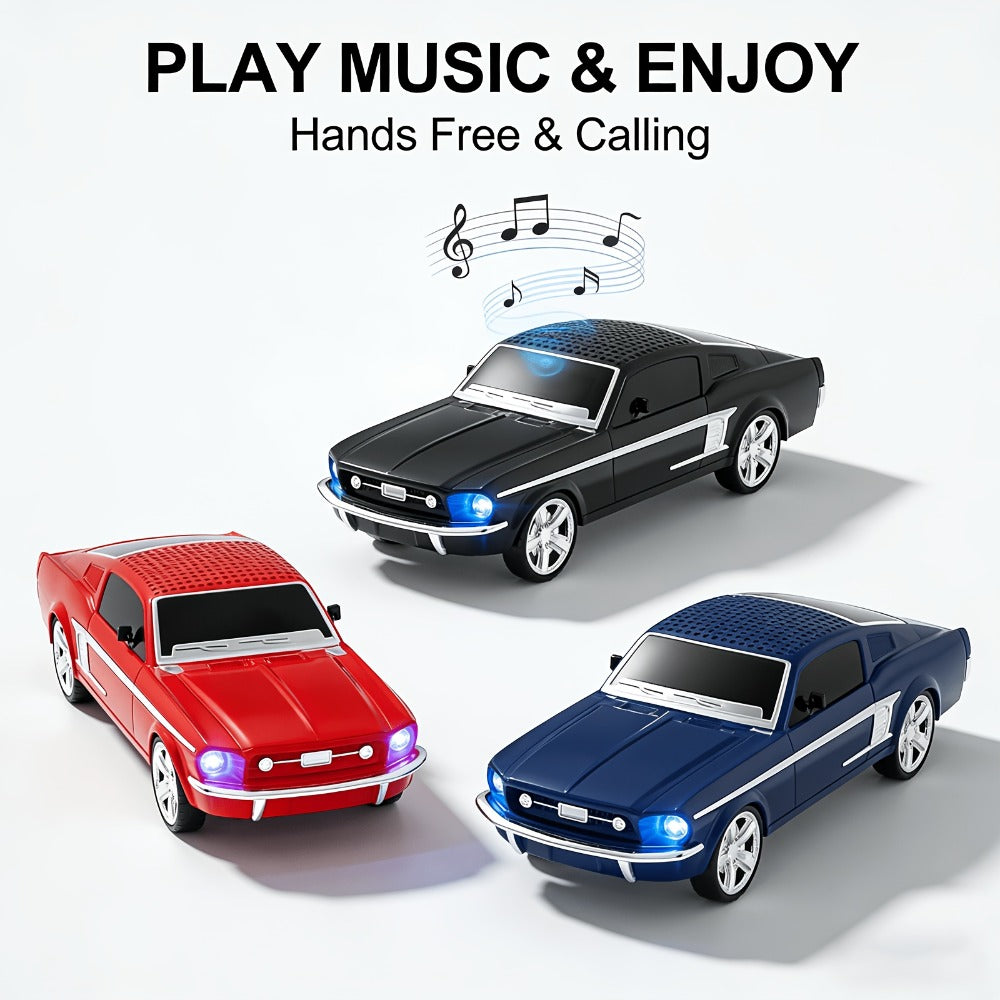 Retro Classic Car Model Bluetooth Speaker with Deep Bass, Colorful LED Lights, FM Radio, USB TF AUX Inputs, Built-In Mic, USB-C Rechargeable – Vintage Novelty Wireless Speaker for Home Decor, Office, Party & Gifts