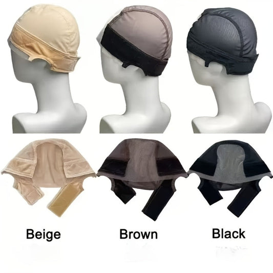 Lace Front Wig Caps Non-Slip Grip Band Glueless 2pcs | Transparent Wide Lace Full Coverage Wig Cap Holder Brown Black Beige for Women Daily Wig Wear