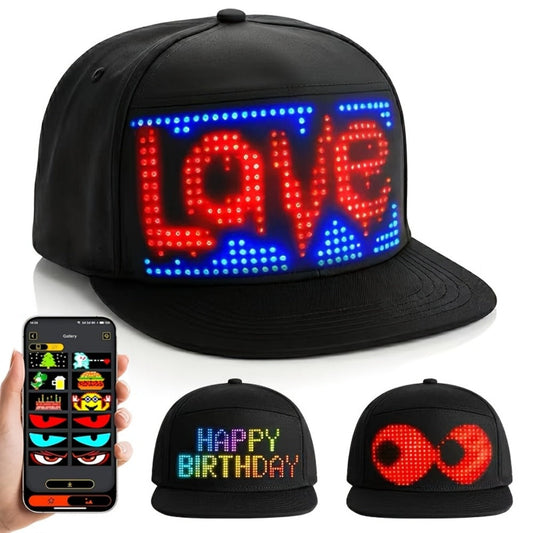 LED Party Hat App Controlled Programmable Light Up Hat – Custom Text Music Images for Rave Club Dance Halloween 4th of July Festival, Cool Gift for Boys Girls Men Women