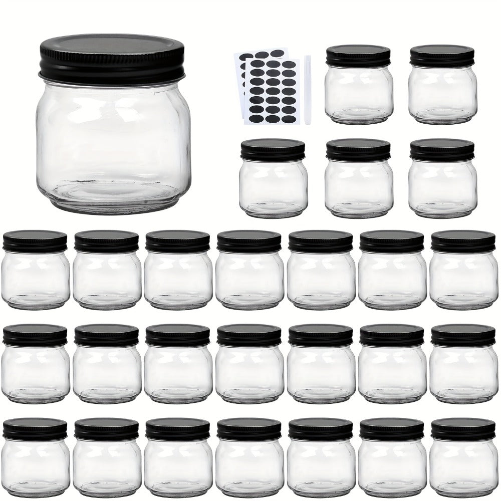 8 oz Glass Mason-Style Storage Jar Multipacks with 9, 18, 27 or 36 Jars and Four Lid Configurations