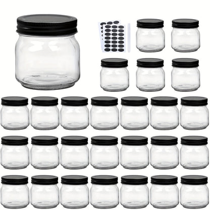 8 oz Glass Mason-Style Storage Jar Multipacks with 9, 18, 27 or 36 Jars and Four Lid Configurations