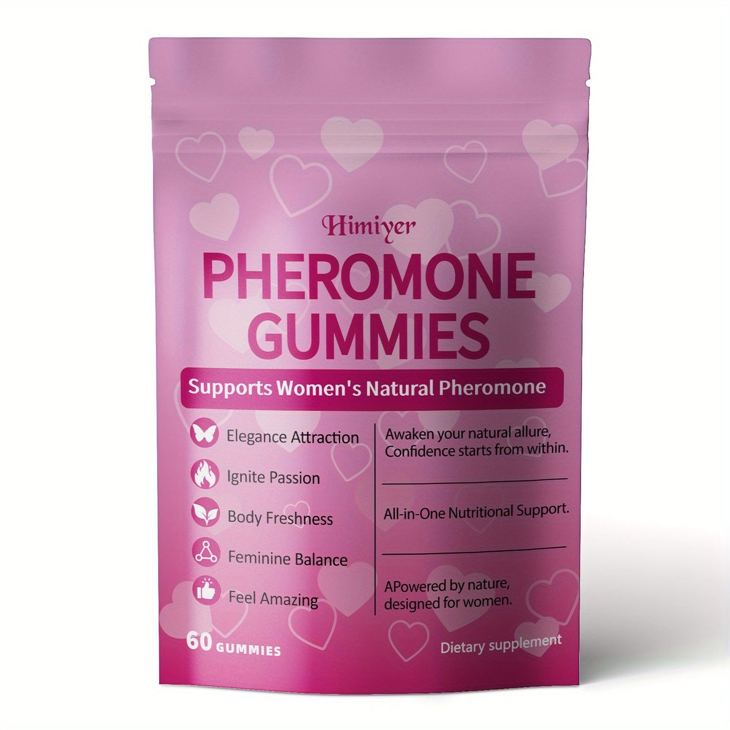 Women's Pheromone Gummies with L-Arginine, Maca & Beetroot – Natural Attraction, Confidence & Feminine Balance Supplement, Strawberry Flavor, 30 Gummies 30-Day Supply