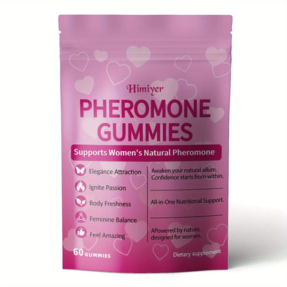 Women's Pheromone Gummies with L-Arginine, Maca & Beetroot – Natural Attraction, Confidence & Feminine Balance Supplement, Strawberry Flavor, 30 Gummies 30-Day Supply