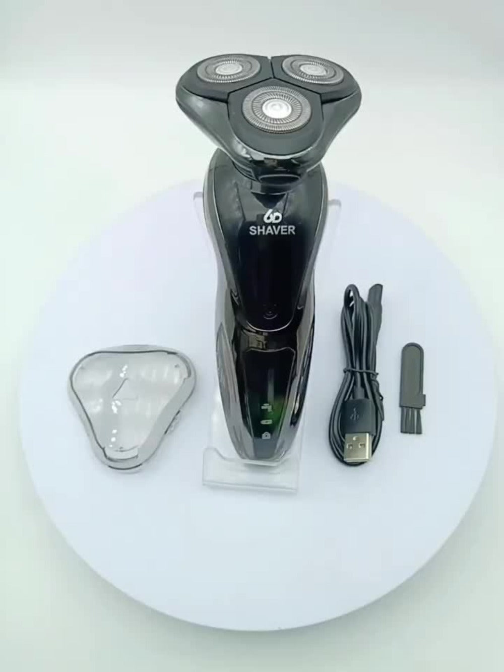Electric Shaver for Men 3-in-1 Cordless Rechargeable 360° Floating Rotary – Beard Trimmer, Nose Hair Trimmer & Face Shaver with LED Display, 90-Min Battery & USB Charging, Black