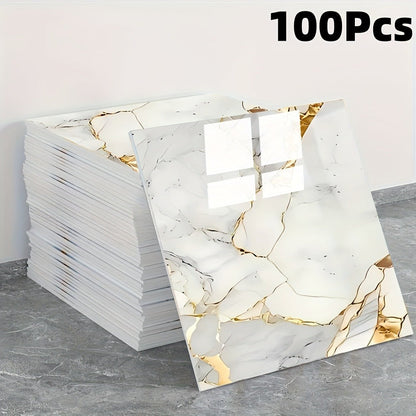 11.81-Inch Square Marble-Pattern Peel-and-Stick Wall Tiles in 50- or 100-Piece Design Options