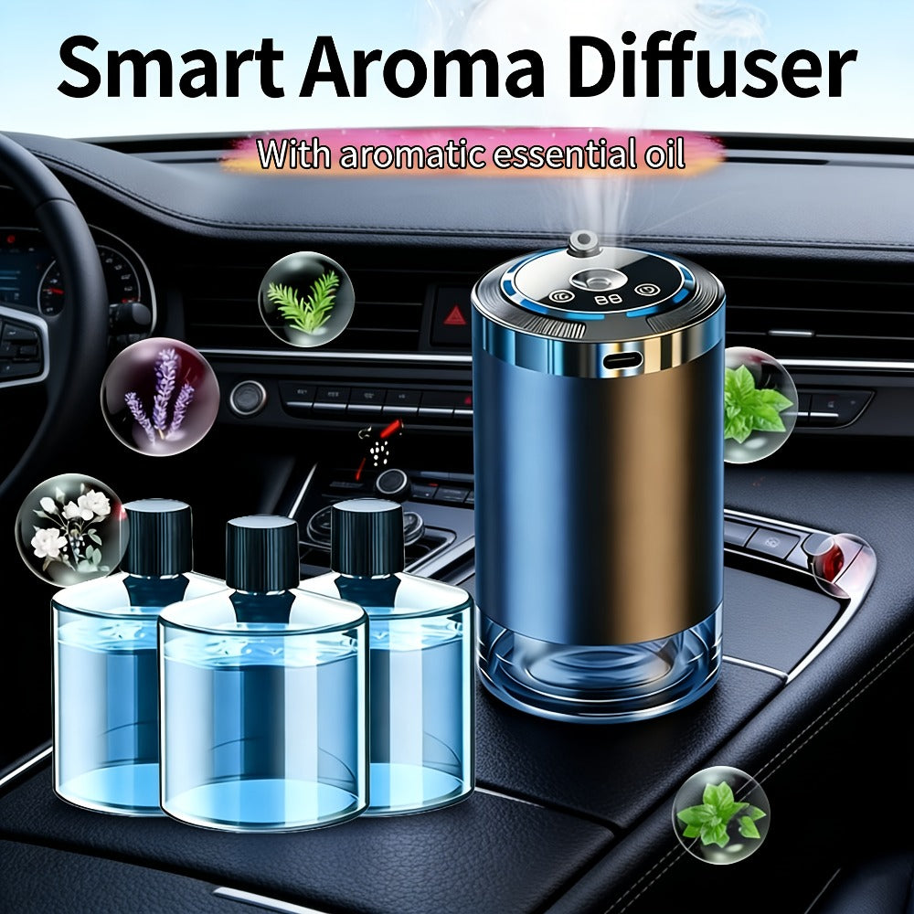 Car Aroma Diffuser - Smart In-Car Essential Oil Diffuser with Ambient RGB Light & Starlight Projection, Auto On/Off, Long-Lasting Natural Fragrance for Car, Home & Office (Gardenia or Cologne Scent)
