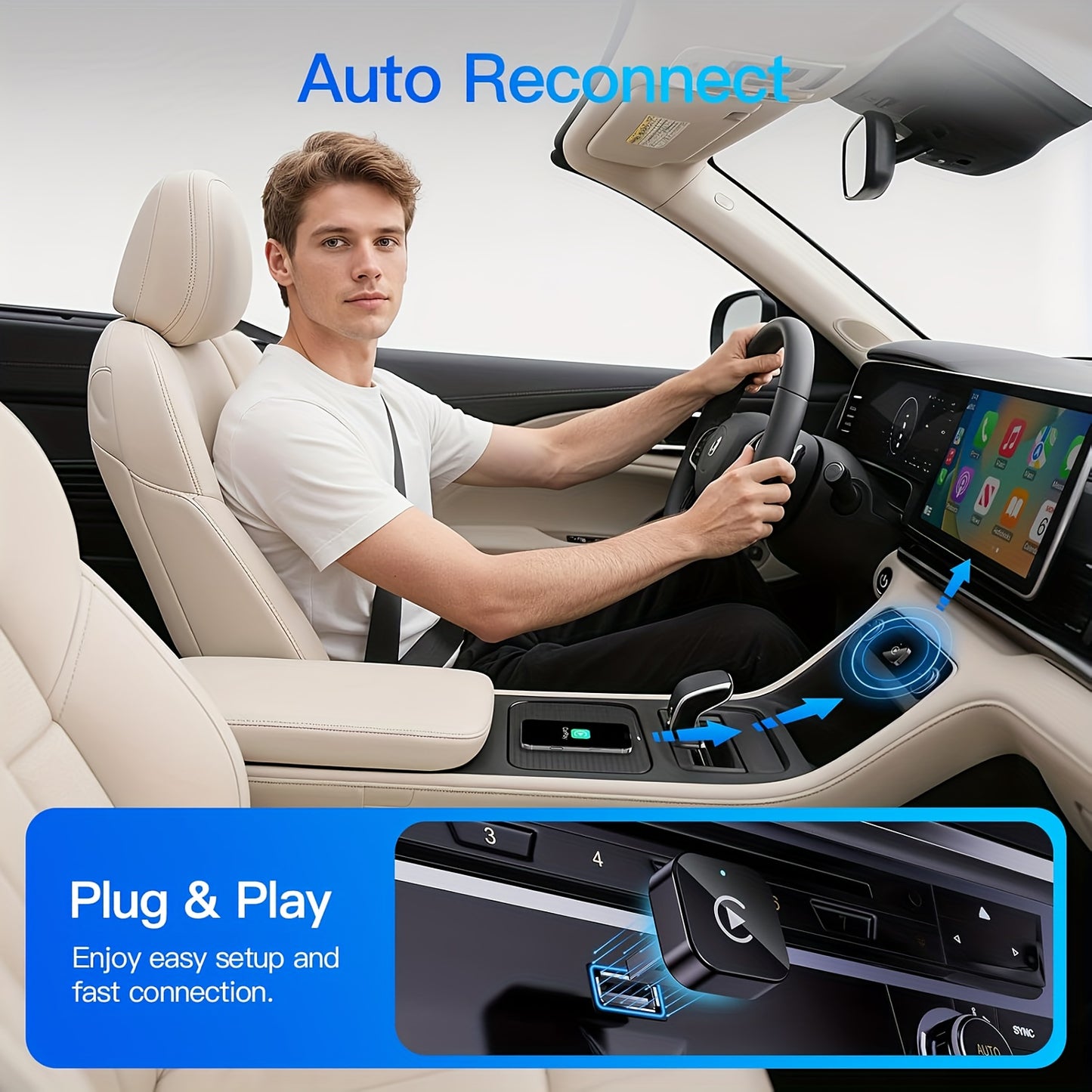 Wireless CarPlay Adapter 2-in-1 Wired to Wireless CarPlay & Android Auto Mini USB Dongle Fast Stable Connection for Apple iOS 10+ Android 11+ 2025 Upgrade