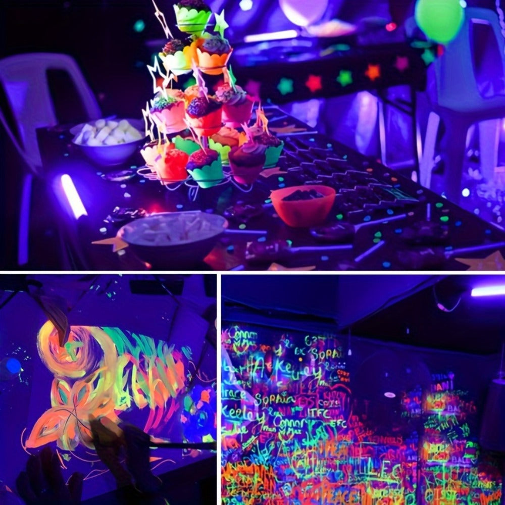 UV Black Light Bars & Strips 8-Piece Set – 385-400nm USB Powered 5V LED Blacklight for Glow Party, Halloween, Neon Party, Body Paint & Fluorescent Art (4x32cm + 4x250cm)