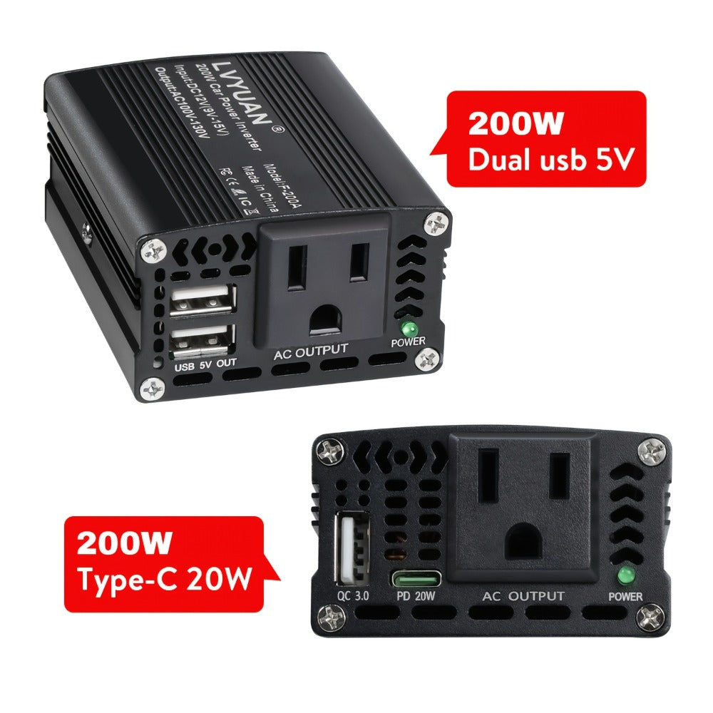 Car Power Inverter 500W 12V to 110V AC Outlet Converter with QC3.0 USB Port for Vehicle Boat Truck RV Portable Auto Power Adapter 200W Rated American Standard Socket Black Red