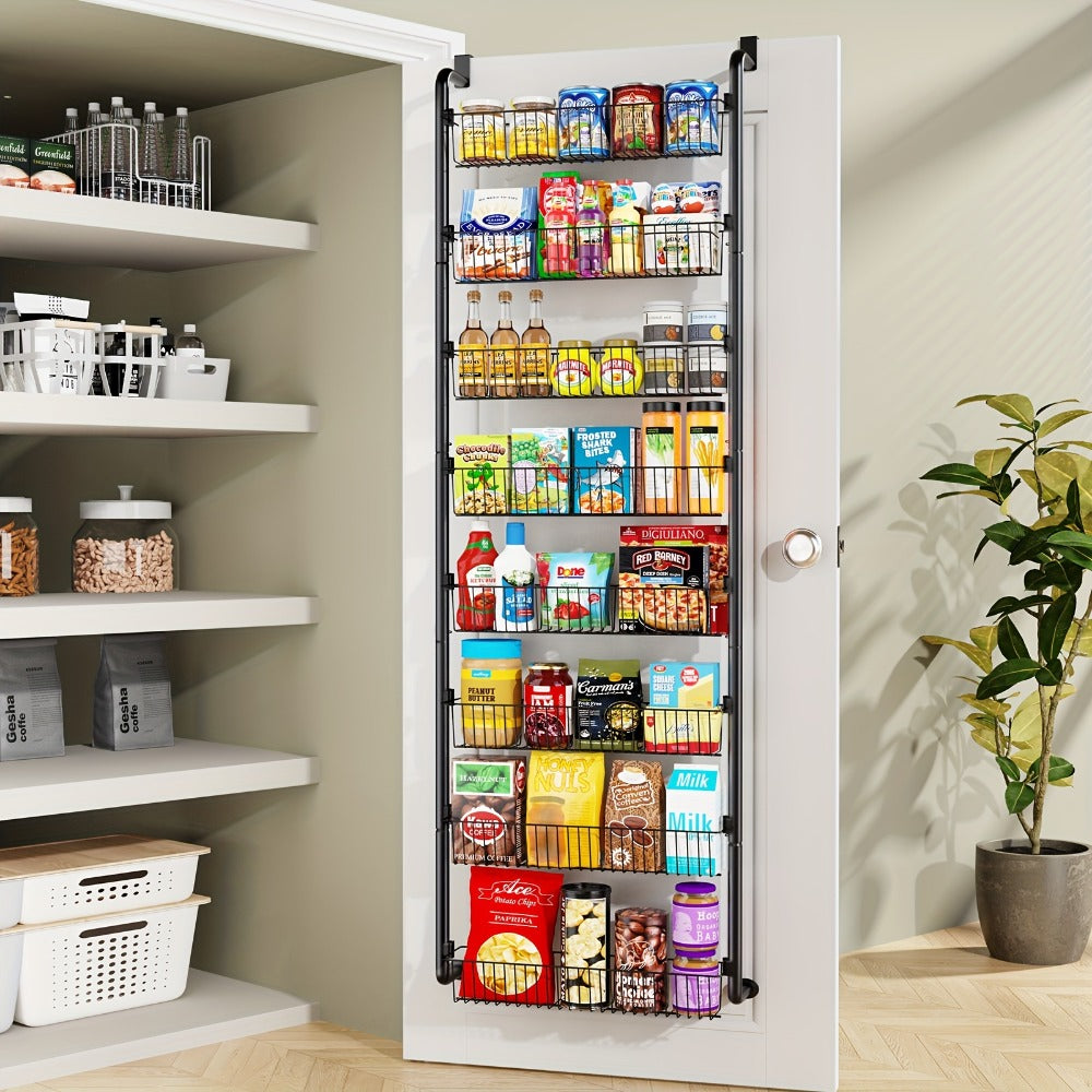 Over The Door Organizer - Multi-Layer Pantry Storage Rack for Kitchen Bathroom Laundry Room, Space Saving Door Hanging Shelf