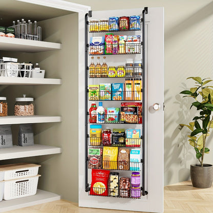 Over The Door Organizer - Multi-Layer Pantry Storage Rack for Kitchen Bathroom Laundry Room, Space Saving Door Hanging Shelf