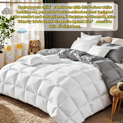 Seven-Piece Comforter Bed-in-a-Bag Set with Short-Plush Fabric, 12 Colors and Full, Queen or King Sizes