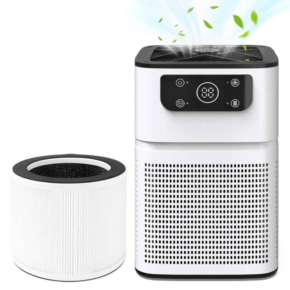Air Purifier with Compact White or Black Body, Aroma Function and Quiet Sleep Mode for Small Rooms