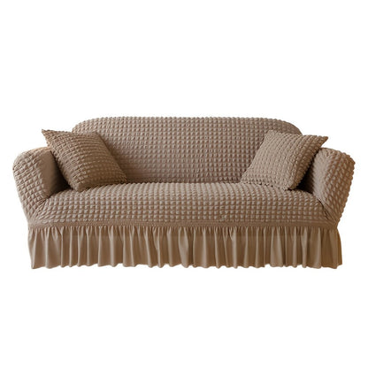 Stretch Seersucker Sofa Cover Solid Color Elastic Band Closure Machine Washable Slipcover for Armchair Loveseat 1 2 3 4 Seater - 8 Colors Home Wedding Decor