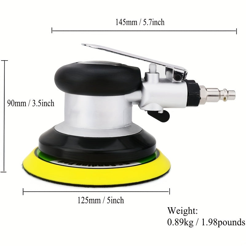 Pneumatic Random Orbit Sander 5-Inch & 6-Inch 12000RPM Dual Action Air Palm Sander for Car Paint Care Rust Removal Polishing Waxing, Heavy-Duty Compressed Air Sander, No Battery Required