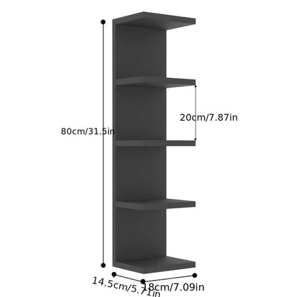 5-Tier Floating Wall Shelf Wall-Mounted Storage Rack 31.5" - Space Saving Display Shelves for Bedroom Living Room Oak Finish Easy Install Thickened Suspended Wall Organizer