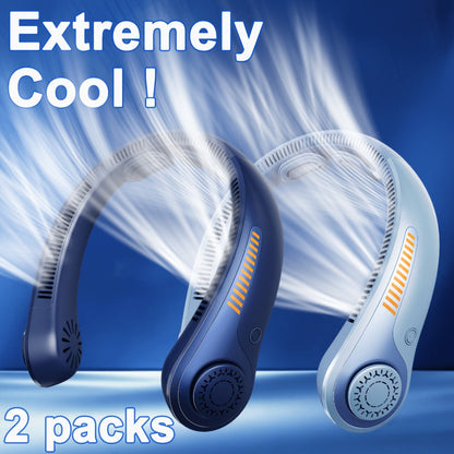 Loop-Style Neck Fan in Ten Single or Paired Color Checkouts with Five-Speed Control and USB Charging