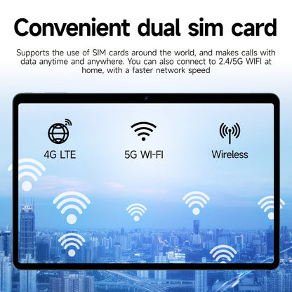 4G LTE Tablet 10.1 Inch Android 14 14GB RAM 256GB ROM 1TB Expandable Dual SIM Phone Call 5G WiFi Octa-Core T606 InCell Display Face Recognition Gaming Office Entertainment Tablet – Unlocked