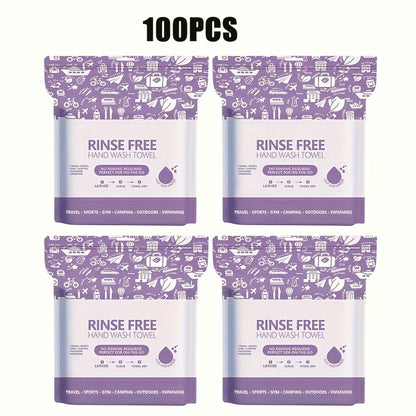 Disposable No-Rinse Foaming Bath Towels - Large 11.81" Body Wipes, Wet & Wipe Cleansing Cloths for Elderly Care, Camping, Post-Surgery, Fitness & Travel, Bulk 50/100/200 Pack, No Shower Needed