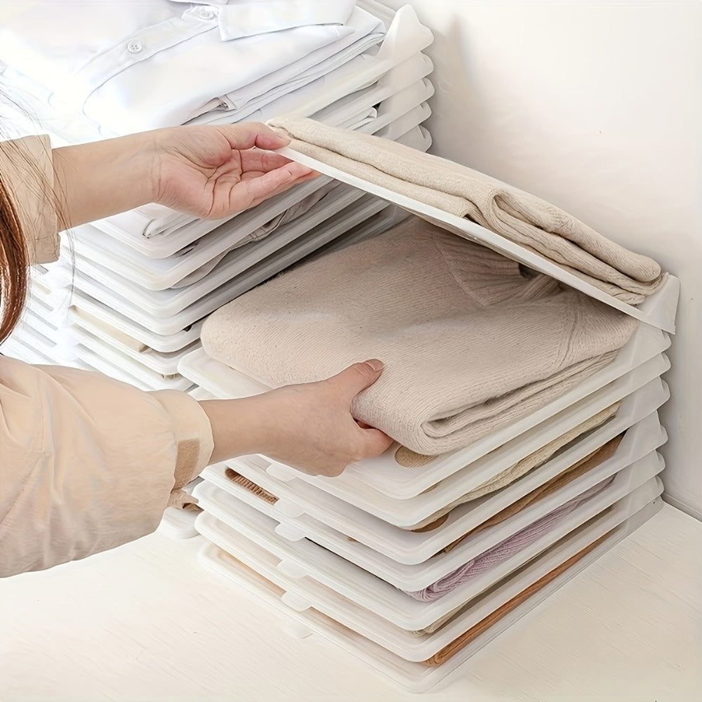 Foldable Stackable Clothes Folding Board Organizer for Shirts Pants Dresses – Heavy-Duty Plastic, Space-Saving, Easy-Clean (15 or 30 pcs)