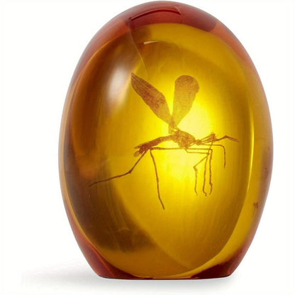 Amber-Look Mosquito Specimen Figurine with Oval Resin Form and Three-Inch Listed Height Pictured