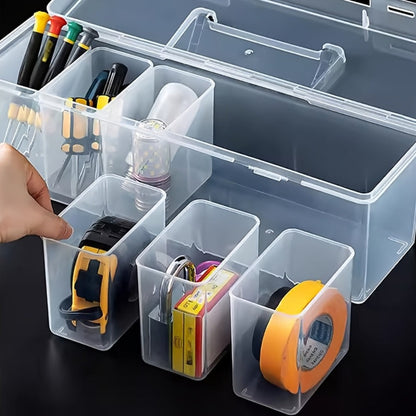 14-Piece Transparent Parts Organizer Box Set with Dividers, 2 Large + 12 Small Portable Storage Cases, Multi-Compartment Hardware Organizer for Screws, Nuts, Bolts, Beads & Small Parts