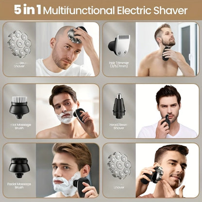 Men's Electric Rotary Shaver 7D 9D with LED Display — Titanium Blades, Wet & Dry, USB-C Fast Charging, Head Shaver & Bald Barber Tool, Father's Day Gift for Men