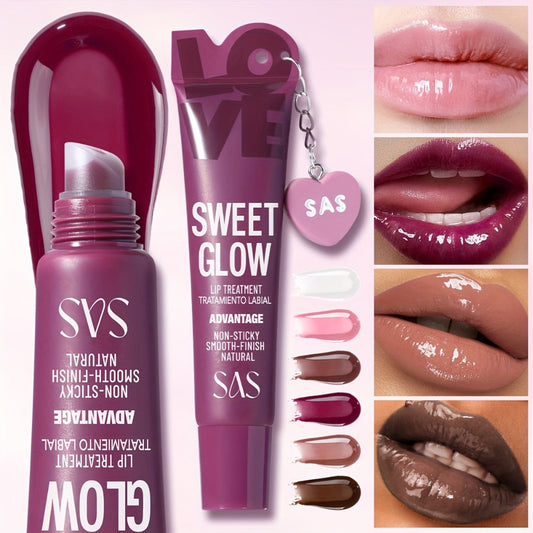 Heart Pendant Lip Gloss 6 Shades Mirror Shine High Gloss — Long-Lasting Fade-Resistant Non-Tacky Formula, Wearable Charm Accessory, Vibrant Colors for All Skin Tones Women Lip Makeup Gift