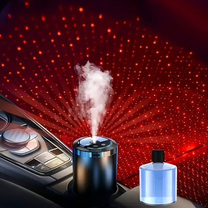 Car Aroma Diffuser - Smart In-Car Essential Oil Diffuser with Ambient RGB Light & Starlight Projection, Auto On/Off, Long-Lasting Natural Fragrance for Car, Home & Office (Gardenia or Cologne Scent)