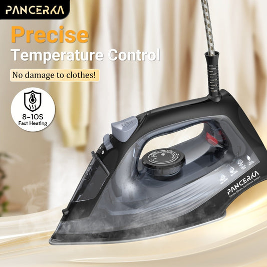1200W Steam Iron for Clothes Adjustable Thermostat Non-Stick Soleplate Variable Steam Control Overheat Protection Powerful Long-Lasting Steam for All Fabrics Black