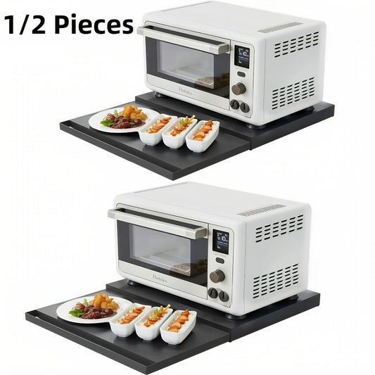 Microwave Stand Countertop Organizer Adjustable Metal Pull-Out Rack Shelf Space Saving Kitchen Storage for Microwave Oven Air Fryer Rice Cooker Coffee Station Toaster Appliances Black White 1 or 2 Piece