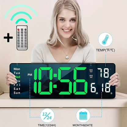Digital Wall Clock with 16 Inch LED Color Display and Smart Auto-Dimming 10-Level Brightness