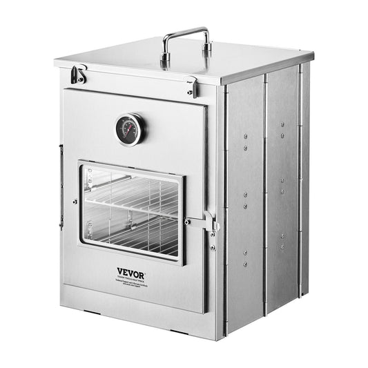 Camping Oven Portable Foldable 3-Tier Stainless Steel Outdoor Baking Oven with Grill Racks for Wood Stove BBQ Propane