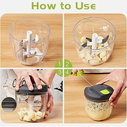 Vegetable Chopper with 3/5 Blades – Multifunctional Onion Chopper, Food Dicer & Salad Cutter with Container | Kitchen Gadget Set for Potato, Carrot, Garlic