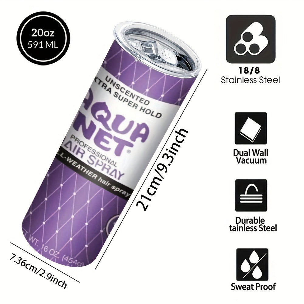 Insulated Tumbler Drinkware by SAXUMOUT, 20oz Stainless Steel Cup with Lid, Straw and Purple Retro Graphic
