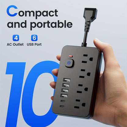 Power Strip Wall-Mount Outlet Extender with 10-in-1 or 14-in-1 Port Layout, USB-C and Master Switch